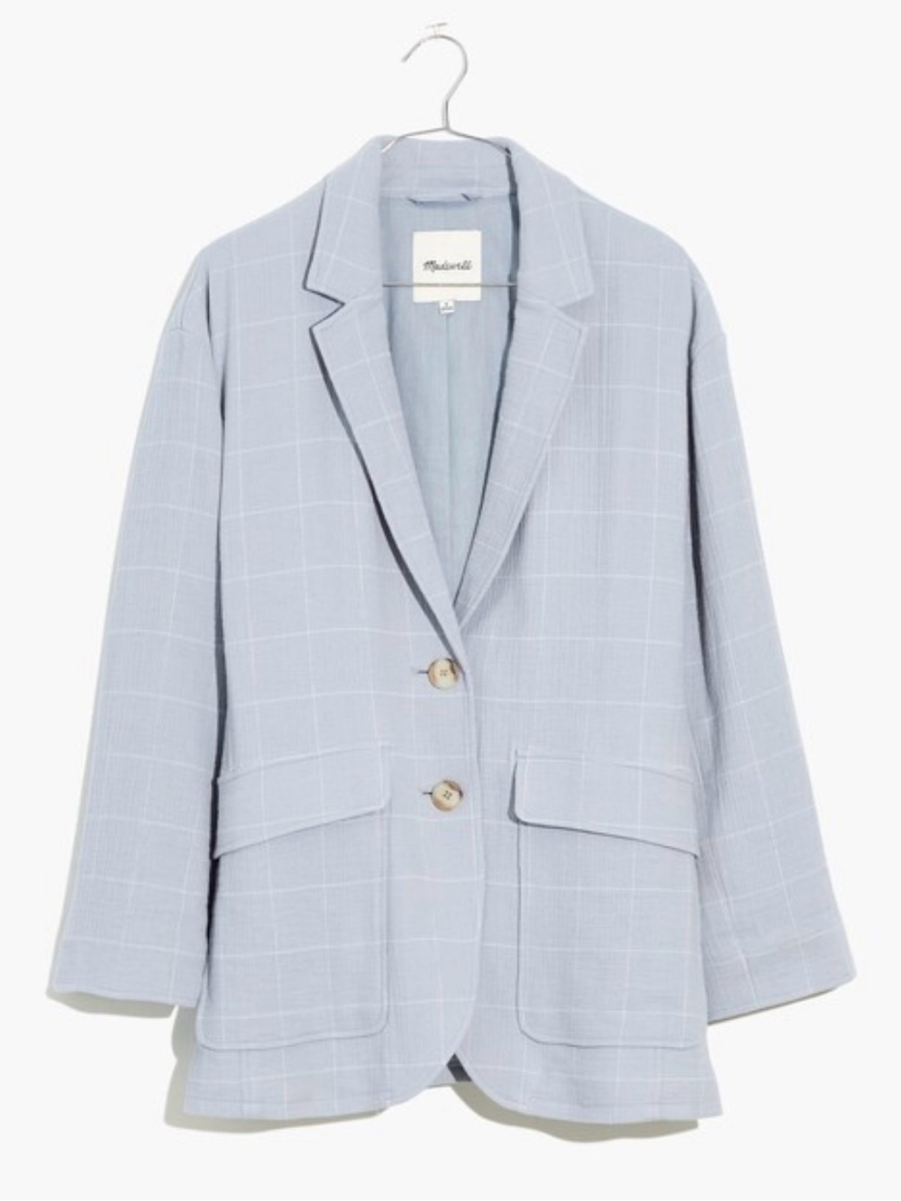 Madewell Plus Cotton-Linen Relaxed Larsen
Blazer in Windowpane 2X